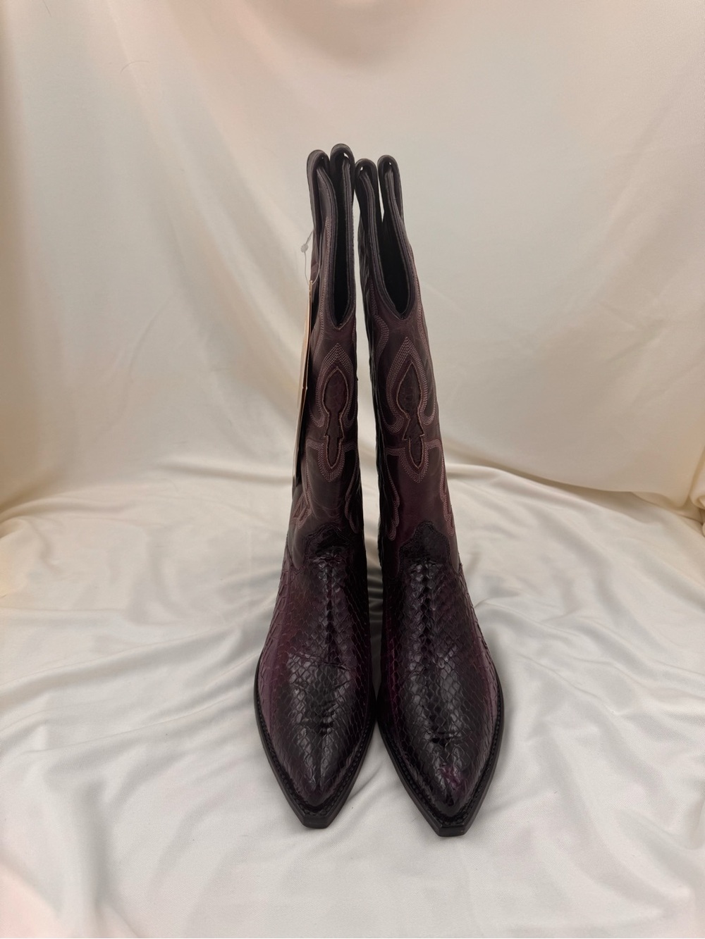 VINTAGE J. Chisholm Purple Genuine Snakeskin Cowboy Boots NWT Size 9 - Picture 7 of 8